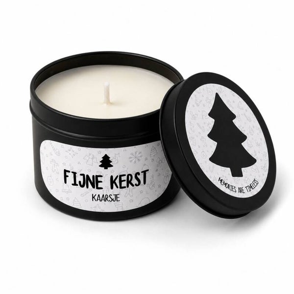 Fijne Kerst Geurkaars | Vanille | Zwart Blikje | Kerstcadeau