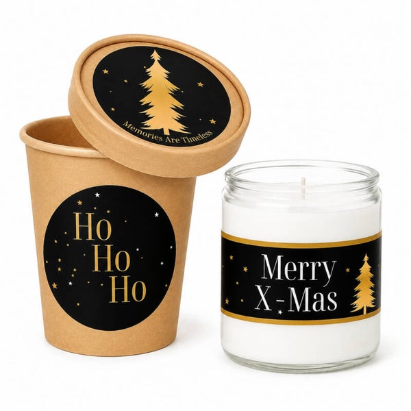 Kerstcadeau | Merry X-Mas Kaars | Zwart Goud | Bolsius