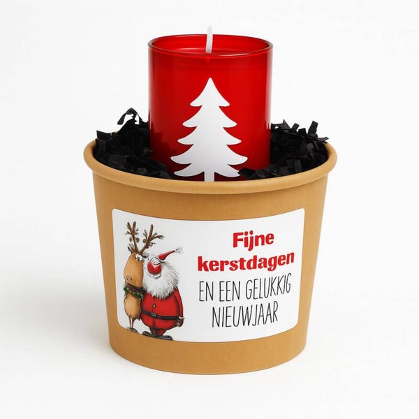 Kerst | Potje met kaars | Fijne Kerstdagen | Veel geluk in het nieuwe jaar