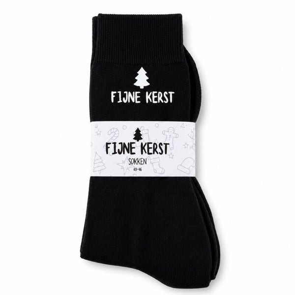 Kerstsokken Fijne Kerst | Zwart met Witte Tekst | Kerstcadeau