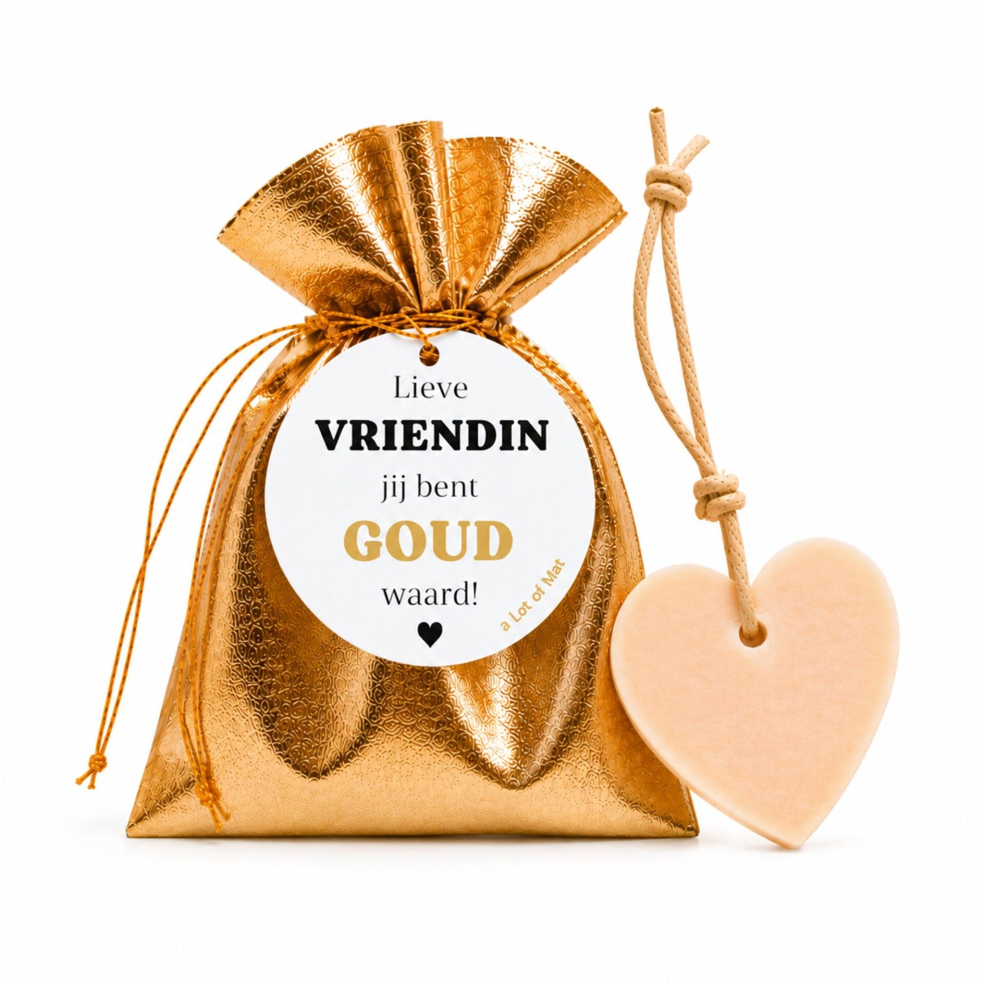 Cadeau Vriendin | Goud Zakje Met Hartjeszeep