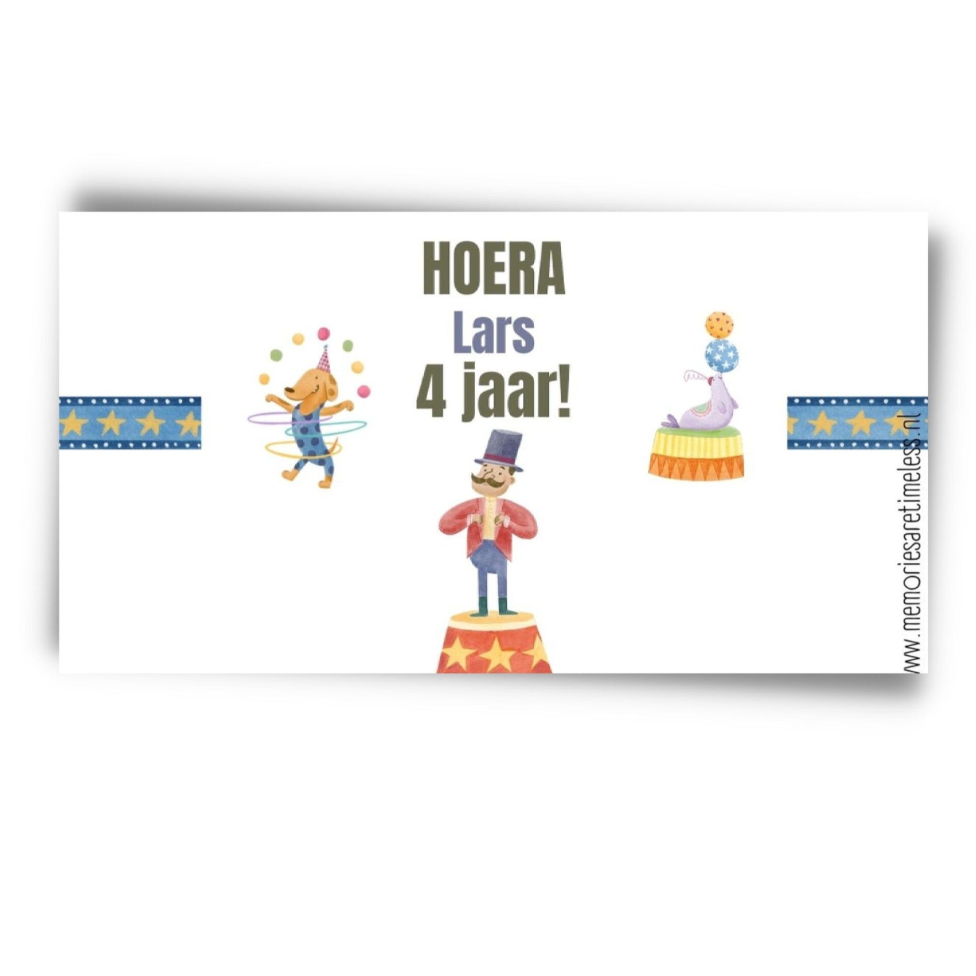 Traktatie | Gepersonaliseerde sticker | Bellenblaas | Circus | 4 stuks