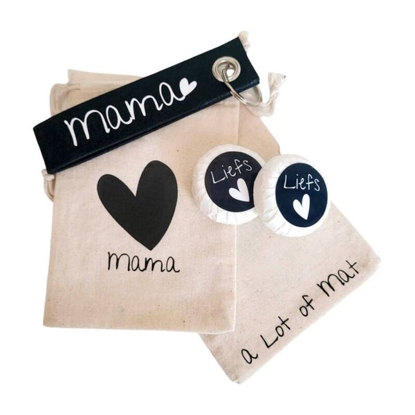 Moederdag Cadeau Mama | Linnen zakje met zeepjes en sleutelhanger