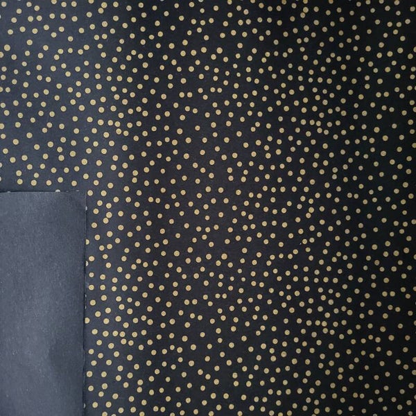 Cadeaupapier | Inpakpapier | Dubbelzijdig | Zwart Goud Stippen