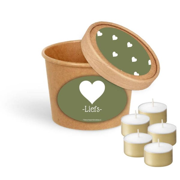 Liefs | Kaarsjes in een potje | Hart