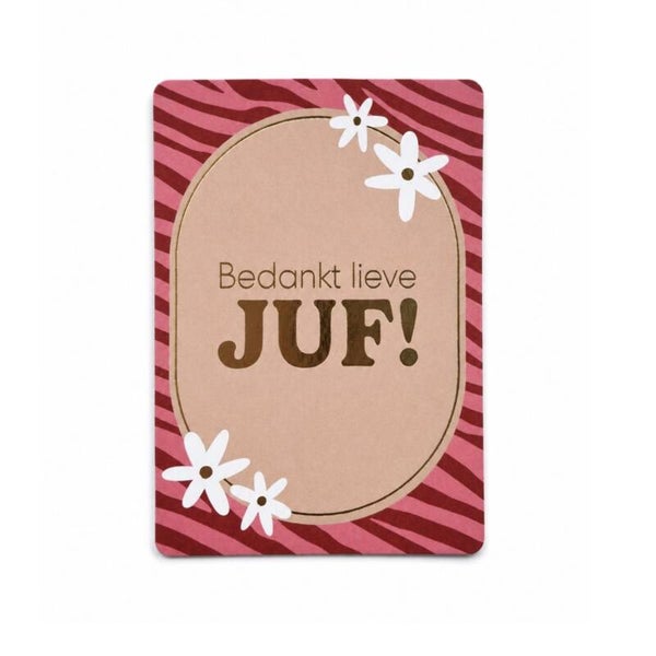 Mini wenskaartje Bedankt Lieve Juf | 7 x 10,5 cm