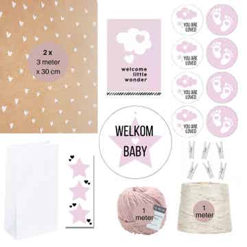 Inpakset | Geboorte Meisje | Roze | 22-delig