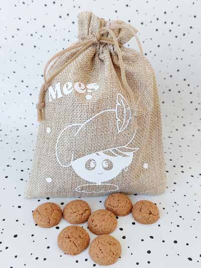 Sinterklaas | Jute zakje | Met naam | Wit