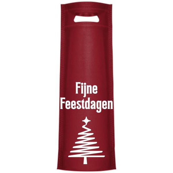 Wijntas | Kerstboom | Fijne Feestdagen | Rood | Non woven