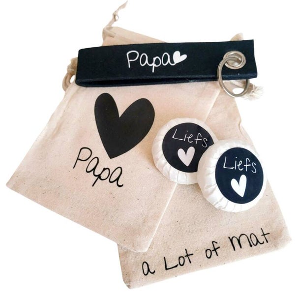 Vaderdag Cadeau Papa | Linnen zakje met zeepjes en sleutelhanger