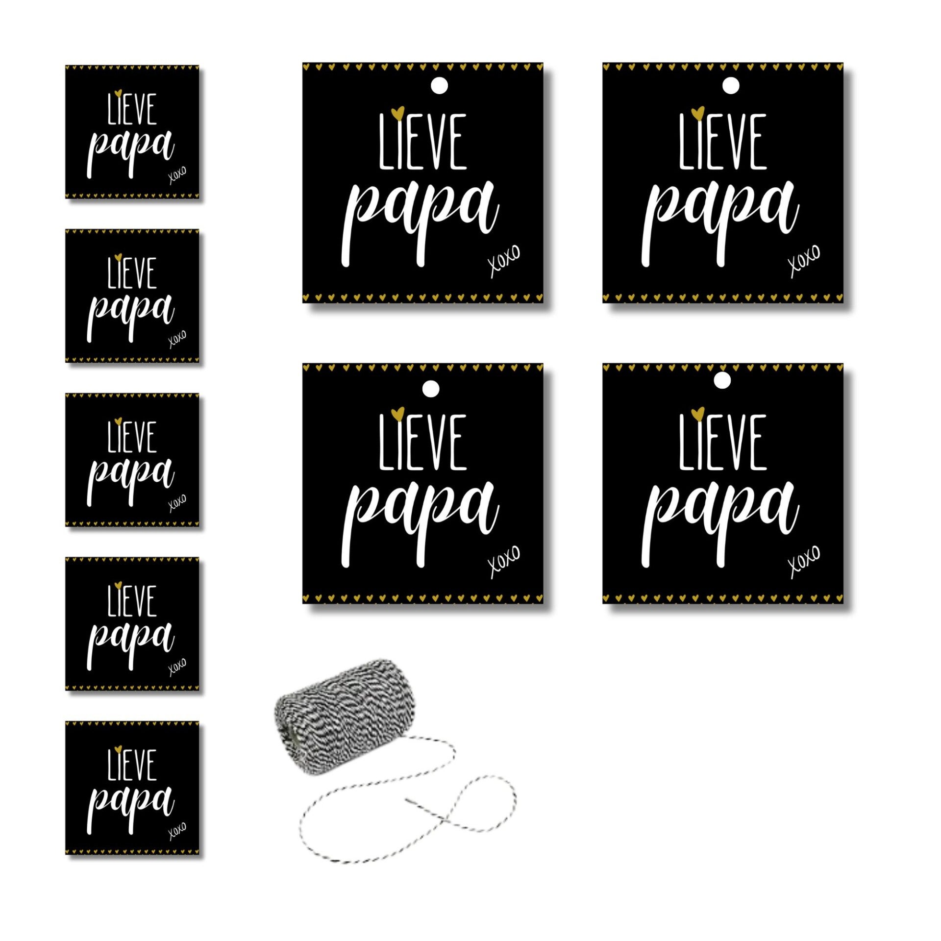 Cadeaulabels & Stickers | Lieve papa XoXo | Touw