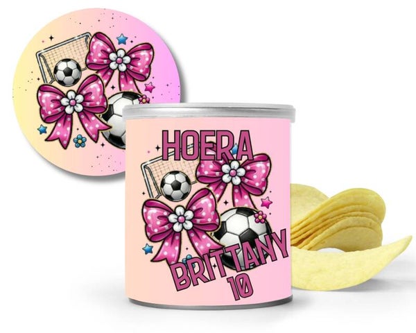 Traktatie | Pringles Traktatie | Gepersonaliseerd | Voetbal | Roze