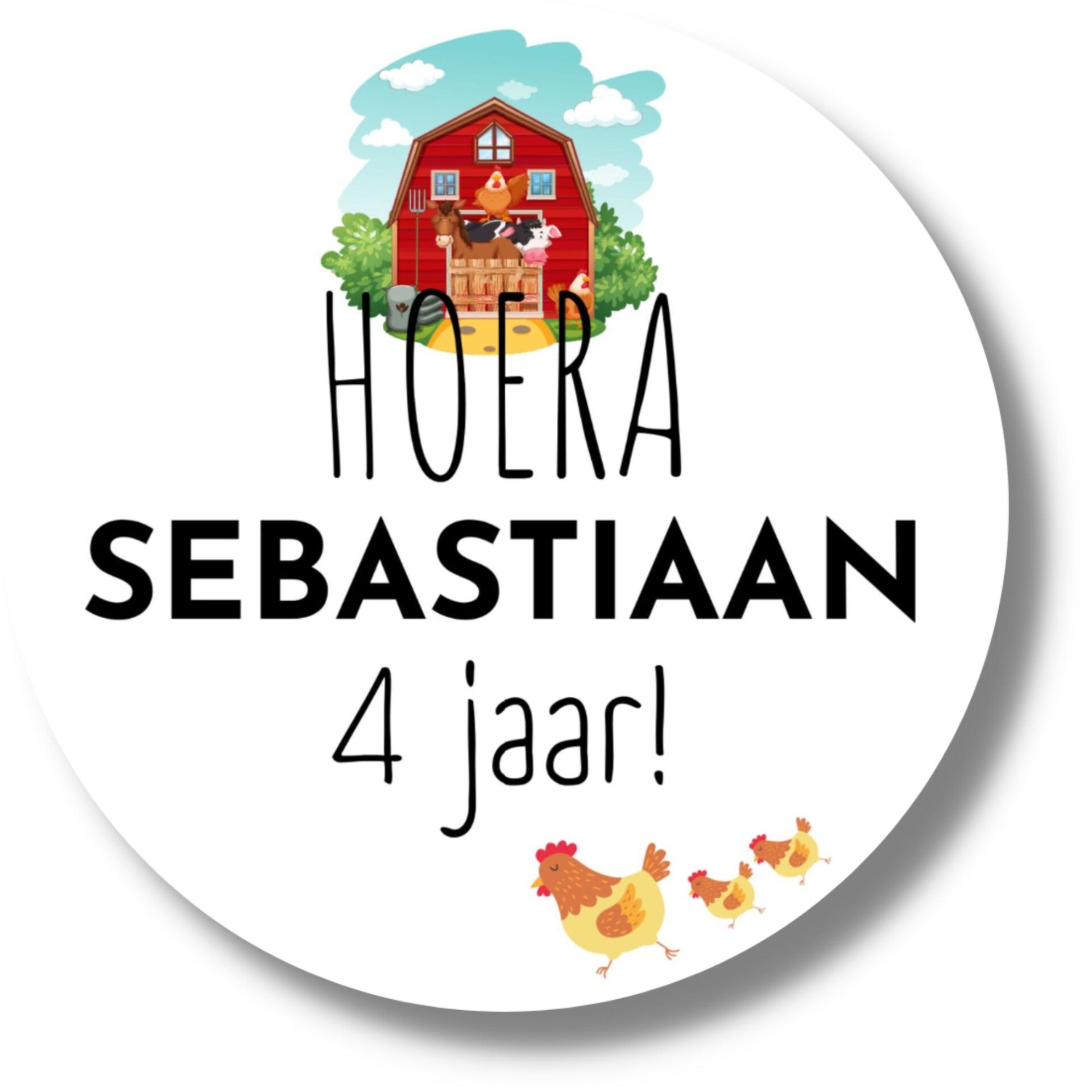 Gepersonaliseerde Stickers | Boerderij | Naam en leeftijd van de jarige