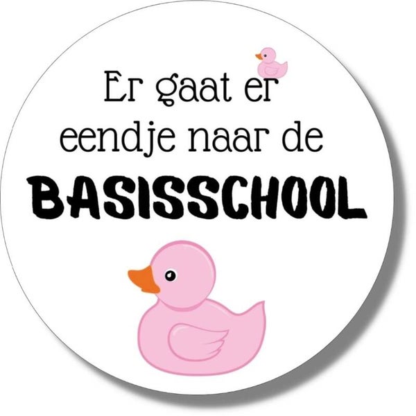 Roze eendje afscheid stickers | Er gaat er eendje naar de basisschool | 20 stuks