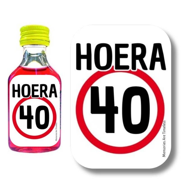 Shotjes Etiketten | Hoera 40 | 30 Stickers | Mini Shotflesjes 20 ml