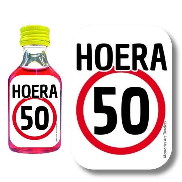 Shotjes Etiketten | Hoera 50 | 30 Stickers | Mini Shotflesjes 20 ml