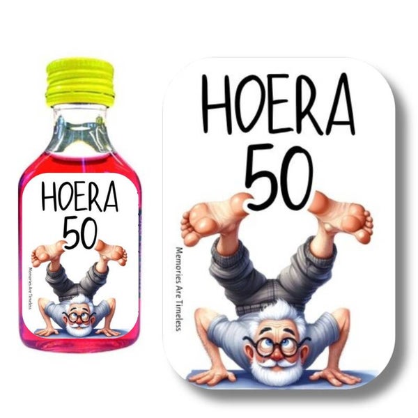 Shotjes Etiketten Abraham 50 Jaar | Hoera 50 | 30 Stuks