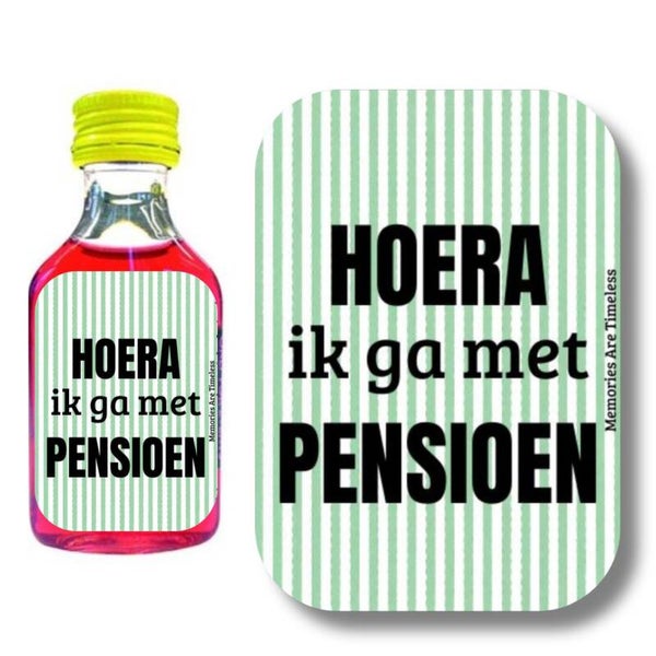 Shotjes Etiketten | Hoera Ik Ga Met Pensioen | 30 Stickers | Mini Shotflesjes 20 ml
