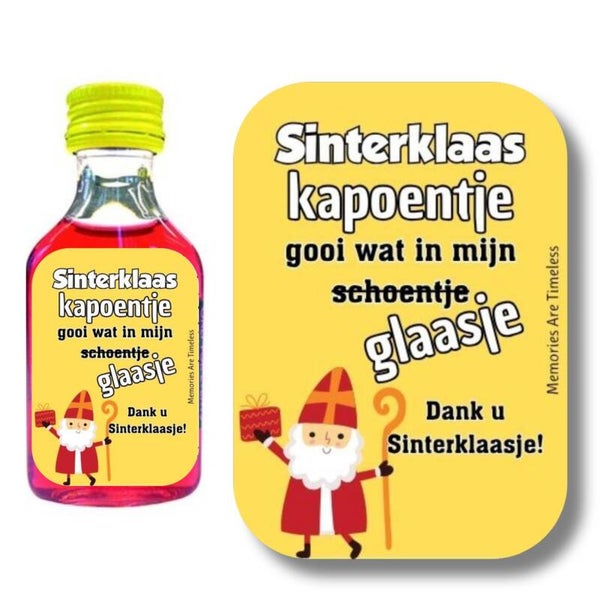 Shotjes Etiketten | Sinterklaas Kapoentje Grappig | 30 Stickers | Mini Shotflesjes 20 ml