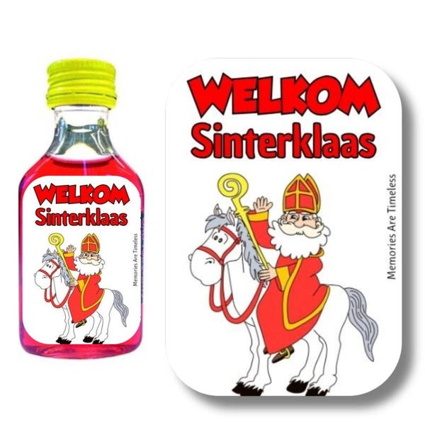 Shotjes Etiketten | Welkom Sinterklaas | 30 Stickers | Mini Shotflesjes 20 ml