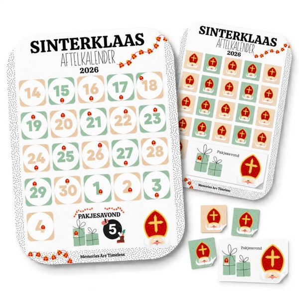 Sinterklaas Aftelkalender 2026 | 22 Stickers | Aftellen tot Pakjesavond