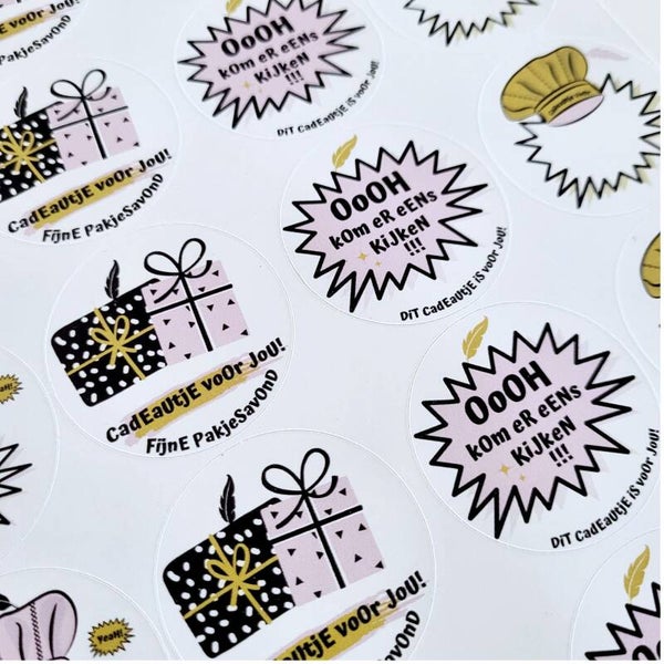 Sinterklaas | Stickervel Roze Lila Goud | 20 Stuks