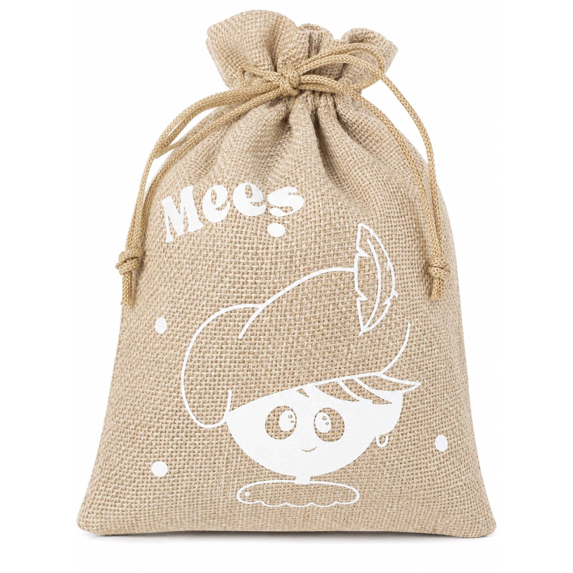 Jute Sinterklaas Zakje met Naam | Pietje | 13 x 18 cm | Wit