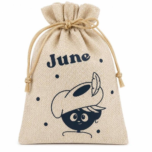 Jute Sinterklaas Zakje met Naam | Piet | Zwarte Opdruk | 13 x 18 cm