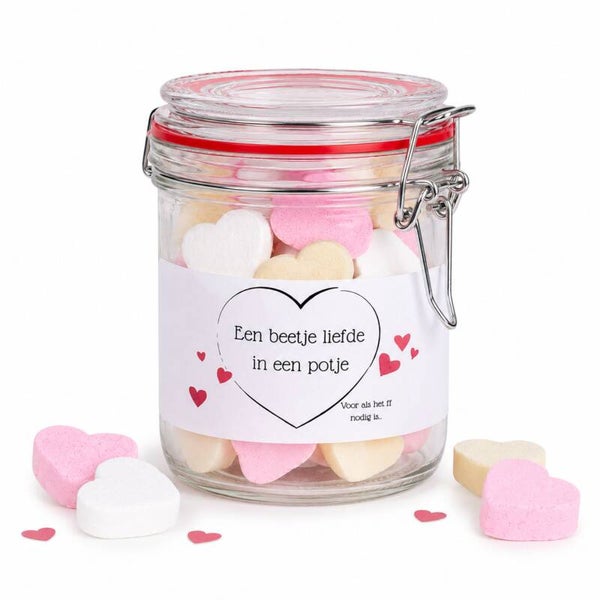 Cadeau Liefde in een Potje | met Snoephartjes | Beterschap Sterkte