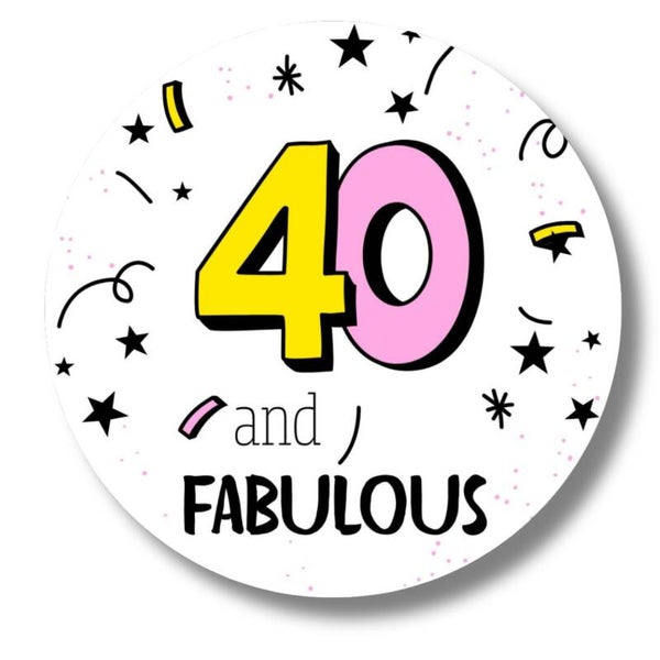 Stickers 40 and Fabulous | Neon Roze en Geel Verjaardag stickers | Set van 20
