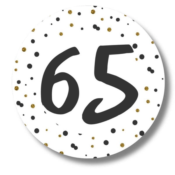 Stickers 65 jaar | Zwart Goud | Verjaardag Feest