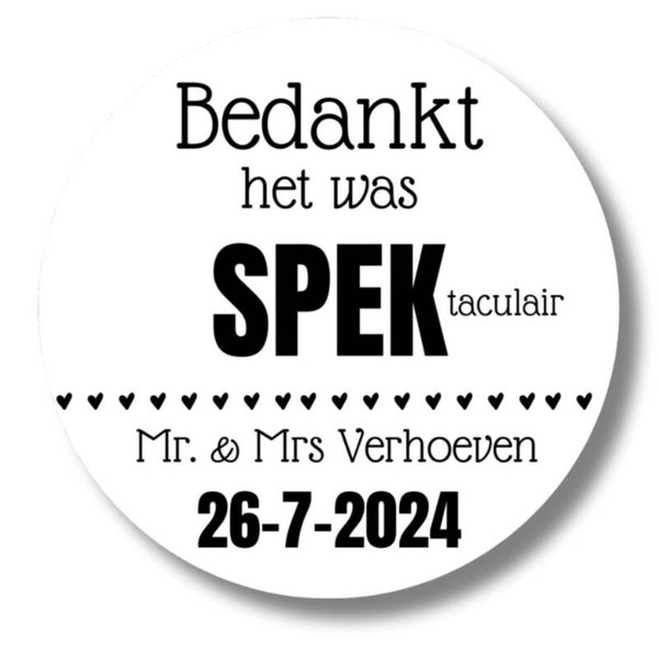 Gepersonaliseerde Stickers | Bedankt het was SPEKtaculair