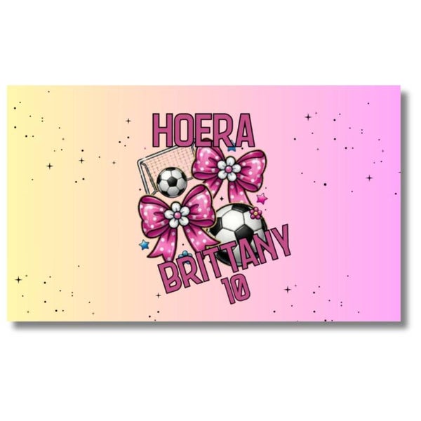 Traktatie | Gepersonaliseerde sticker | Bellenblaas | Verjaardag | Voetbal Roze
