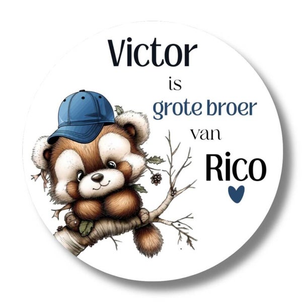 Gepersonaliseerde grote broer stickers met naam – Geboorte traktatie beertje