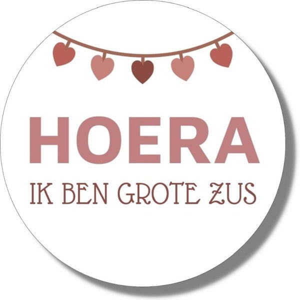 Stickers | Hoera Ik Ben Grote Zus | 20 Stuks