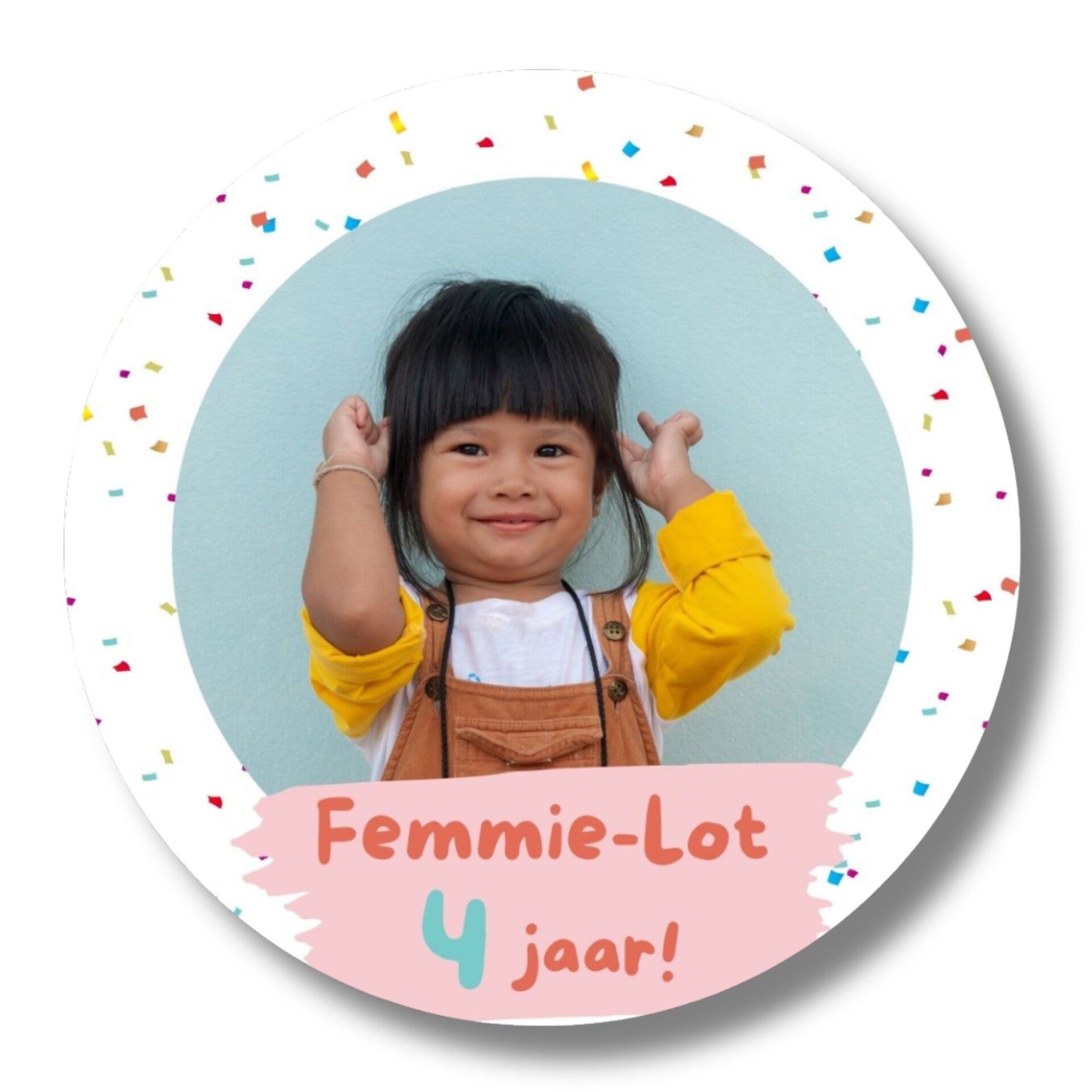 Gepersonaliseerde Stickers | Foto | Roze Confetti | 20 stuks