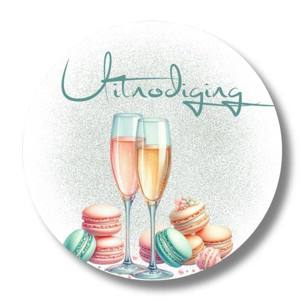 Stickers | Uitnodiging | Macarons & Champagne | 20 stuks