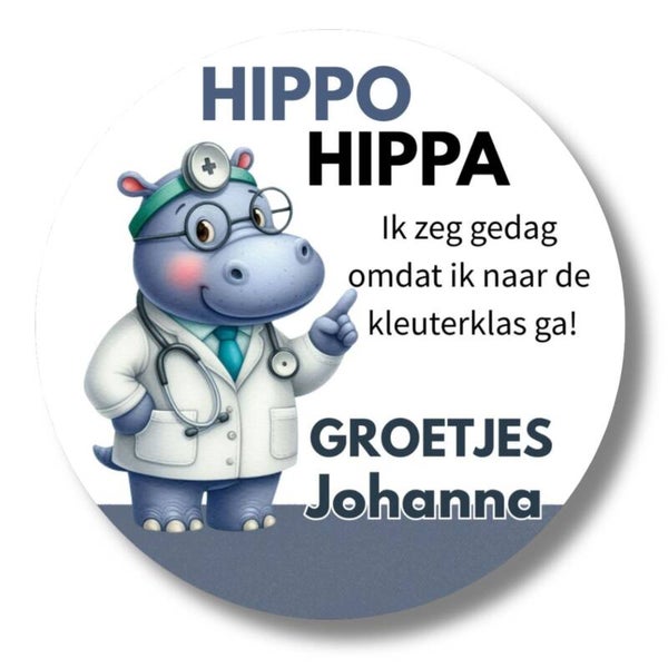 Gepersonaliseerde Basisschool stickers | Dokter Nijlpaard | Hippo