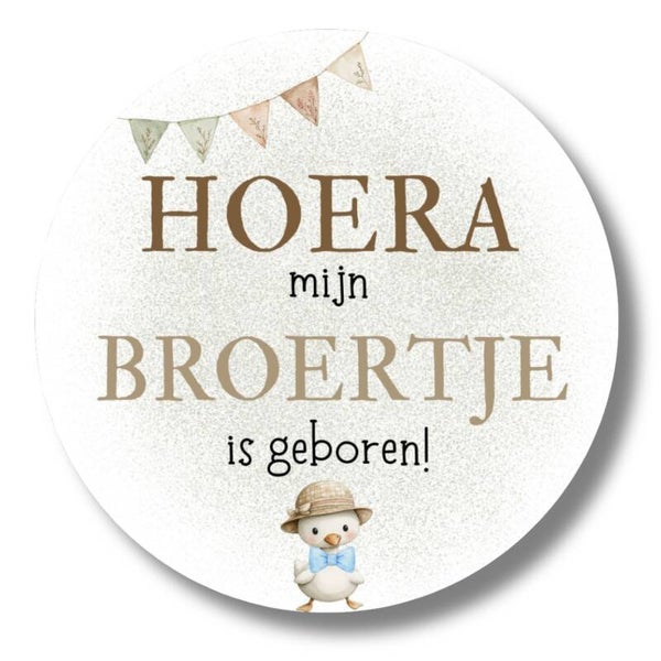 Traktatie Stickers Geboorte Broertje met Eendje | 20 Stuks