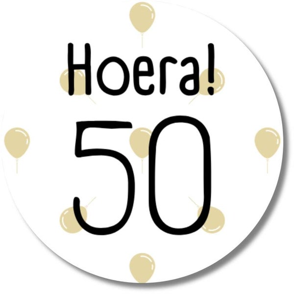 Stickers | Hoera! 50 | Ballonnen | 20 Stuks