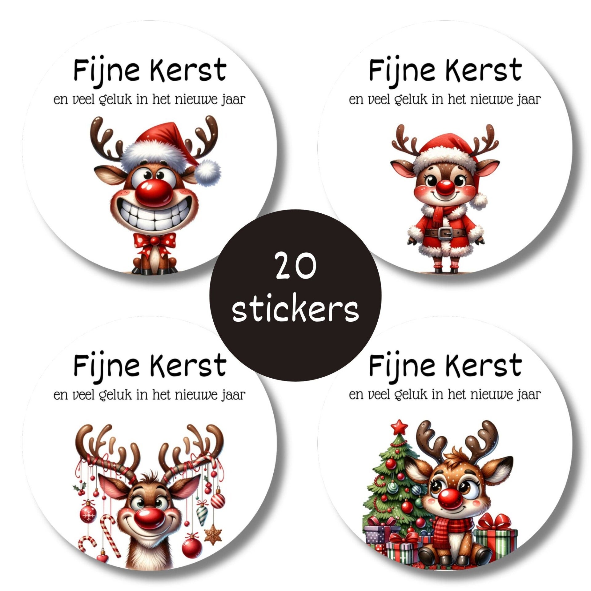 Kerst Stickers | Rendier | Nieuwjaar | 20 stuks