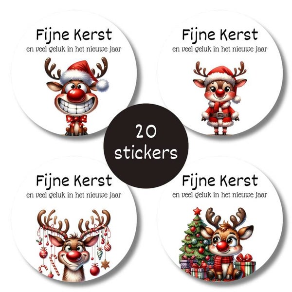 Kerst Stickers | Rendier | Nieuwjaar | 20 stuks