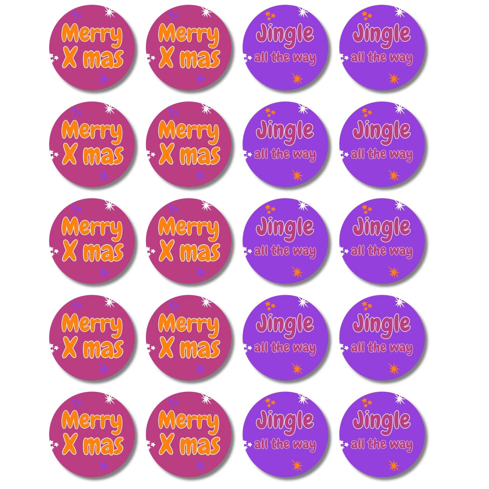 Kerst Stickers | Funky Colors | 20 stuks