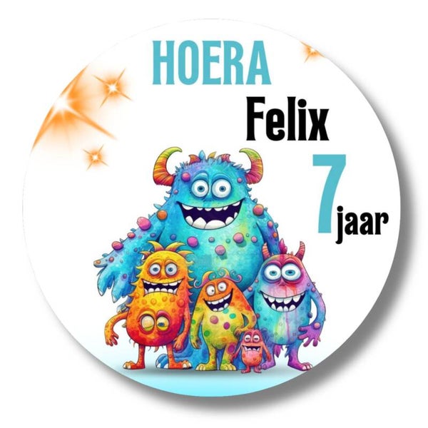 Gepersonaliseerde Stickers | Monsters | Party | 20 stuks