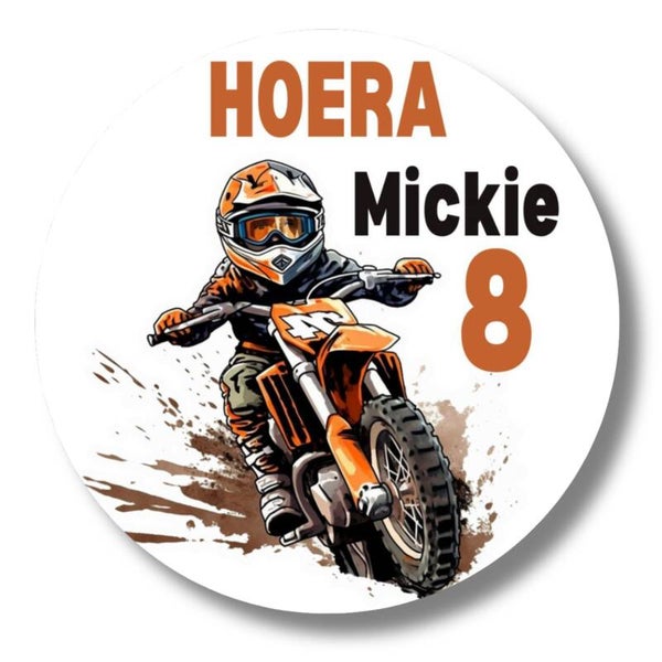 Gepersonaliseerde Traktatie Stickers | Motorcross | 20 stuks