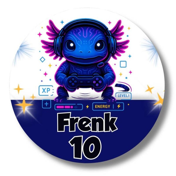 Gaming Axolotl Traktatiestickers | Naam & Leeftijd | 20 Stuks