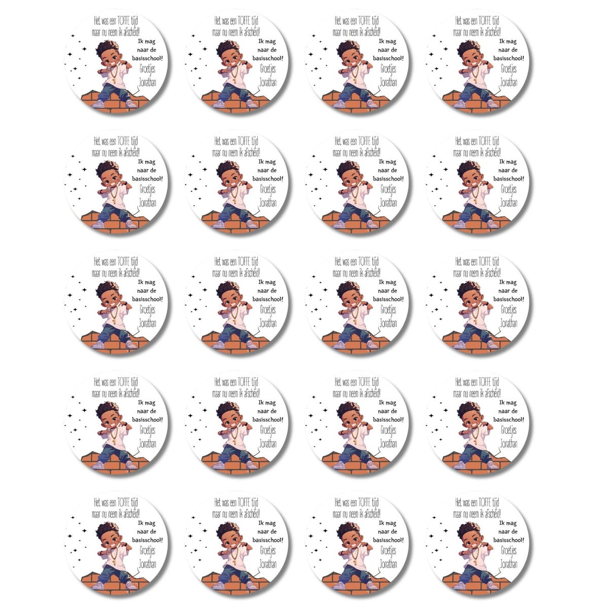 Gepersonaliseerde afscheidstickers basisschool jongen – traktatie ...