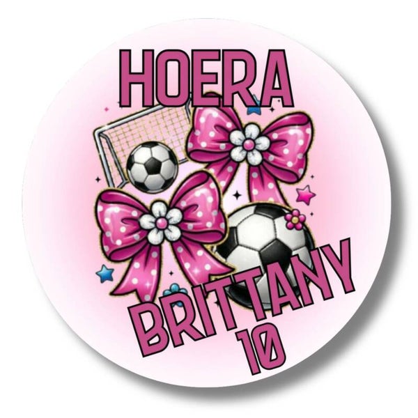 Gepersonaliseerde Voetbal Stickers Meisje - Strikjes – 20 stuks