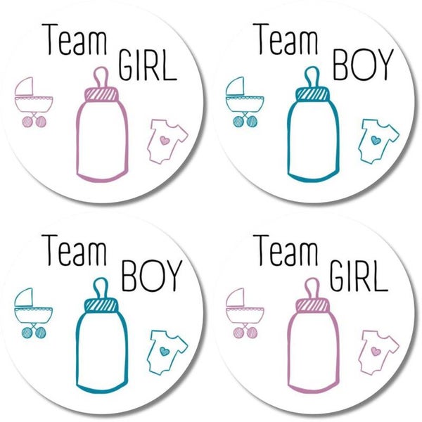 Stickers | Gender Reveal | Team Boy & Team Girl | 20 Stuks