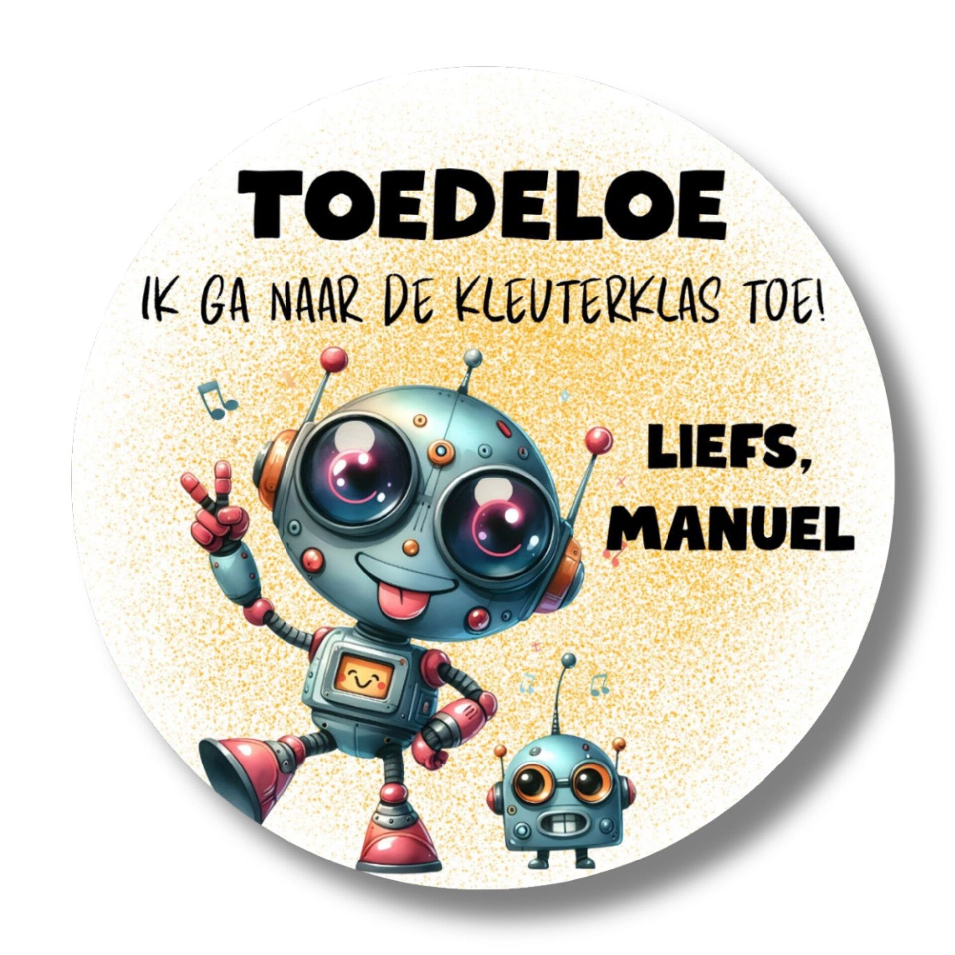 Sticker kleuterklas met robot en naam |  Toedeloe, ik ga naar de kleuterklas! | 20 stuks